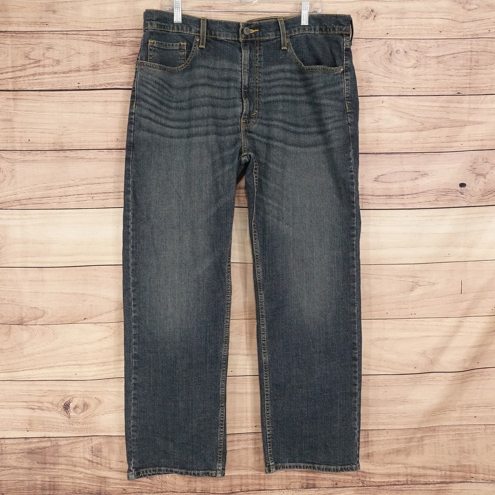 Levi Strauss Signature Jeans Mens 38x30) Blue Relaxed Straight Denim